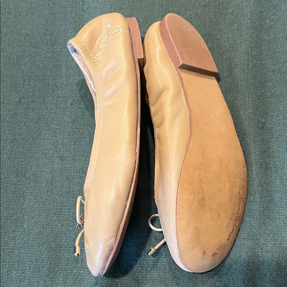 Sam Edelman Felicia (little Kids)Beige Leather Ballet Flats with Bow Accent